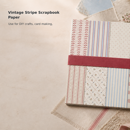 16-Sheet Vintage Striped Scrapbook Paper Set