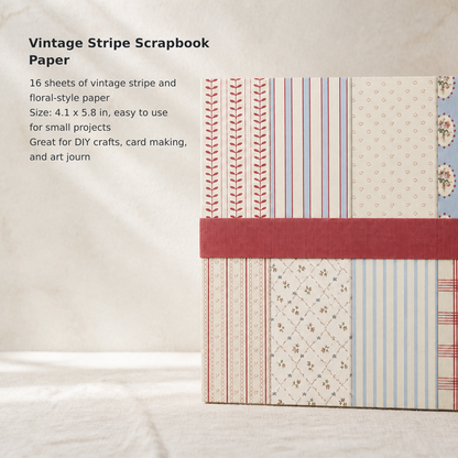 16-Sheet Vintage Striped Scrapbook Paper Set