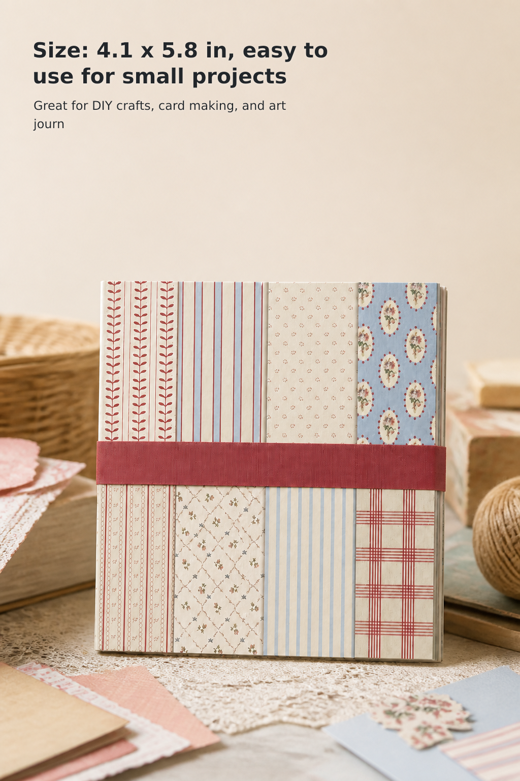 16-Sheet Vintage Striped Scrapbook Paper Set